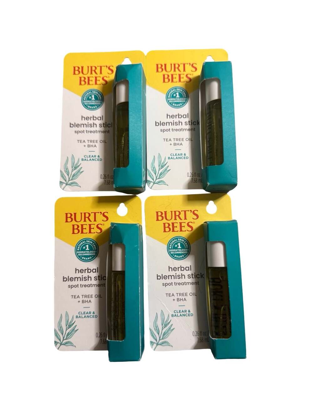 Burt's Bees Herbal Blemish Stick Spot Treatment 0.26 fl oz - Lot of 4